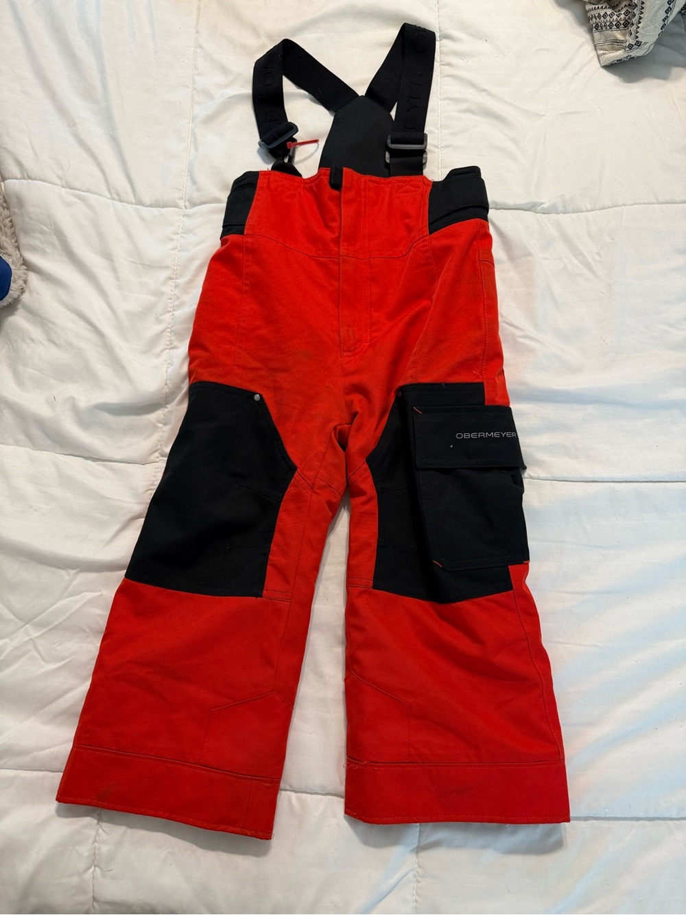 Obermeyer Red and Black Kids Snow Overalls